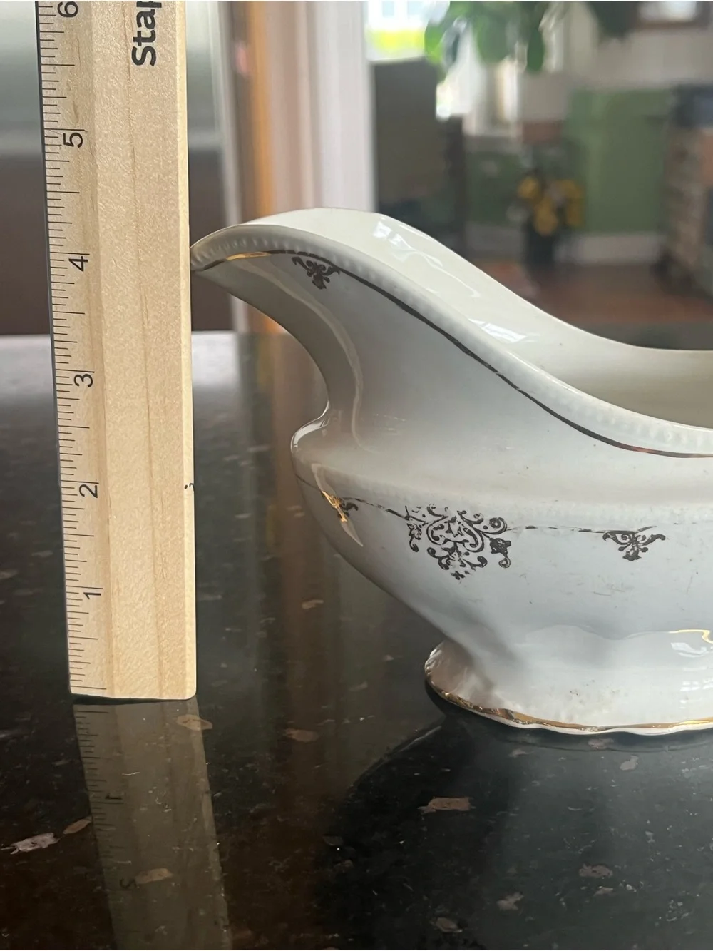 Hall China Company Circa 1903 Gravy Boat with Gold Filigree antique